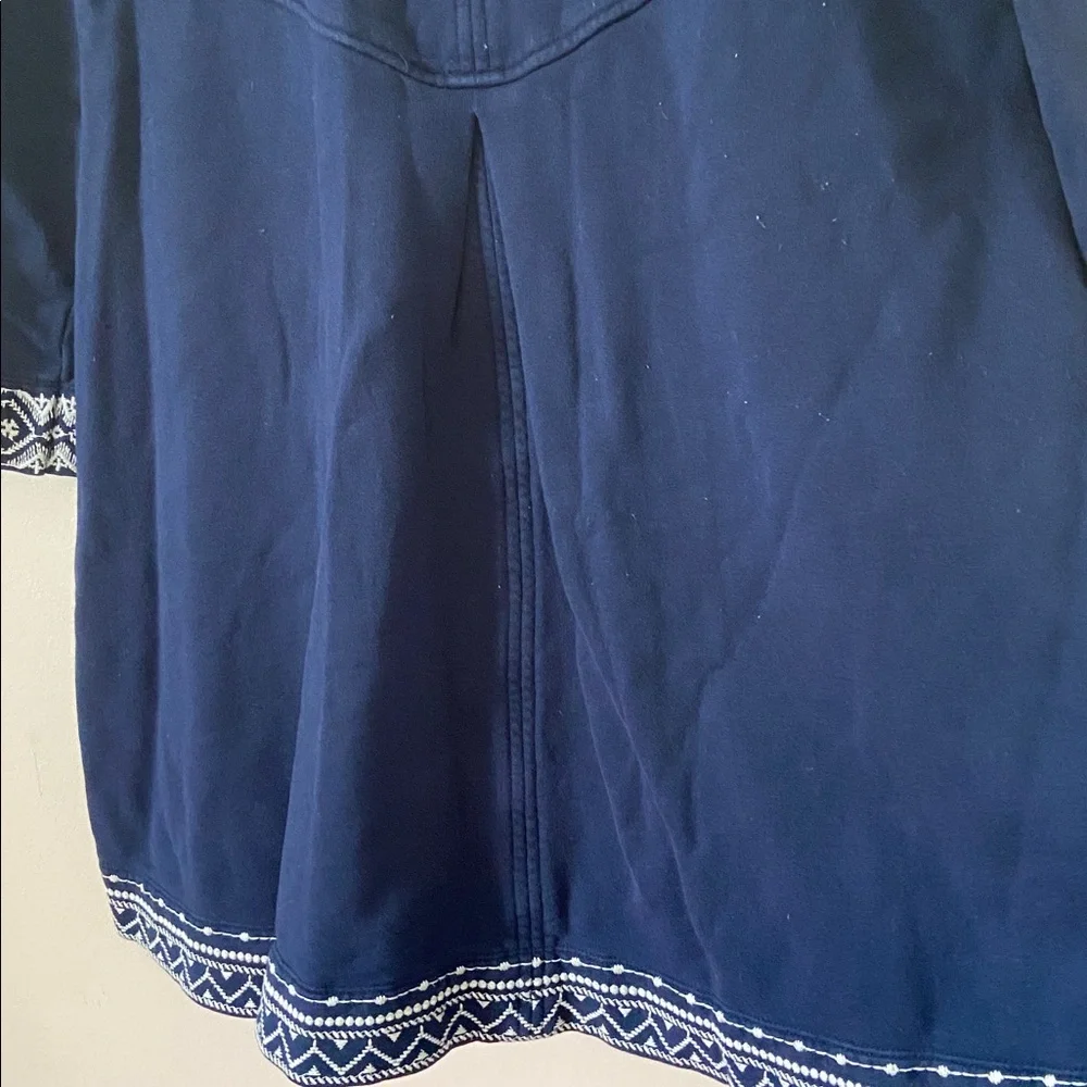 Johnny Was Floral Embroidered Cross Stitched Navy Cotton Military Jacket Medium - Picture 10 of 12